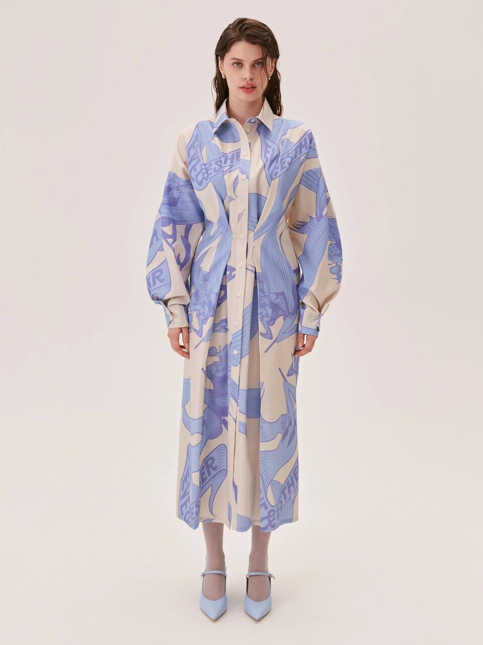 Платье-макси LOVERS бежево-голубого цвета