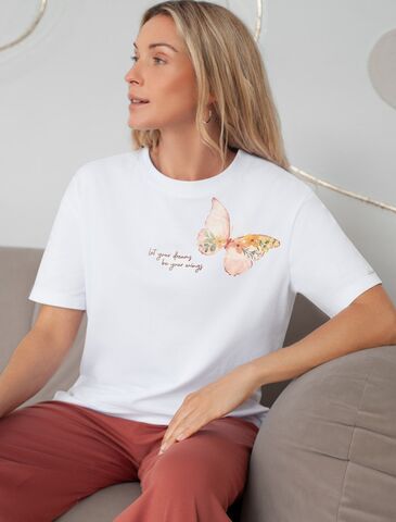 Футболка с принтом свободная эластичная из премиального хлопка  D49.136 (130673)