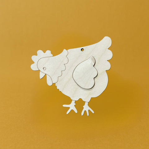Курочка с накладным крылом, 11*7,5см фанера