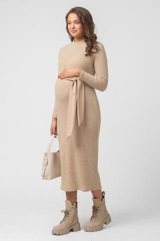 Платье для беременных 16123 бежевый меланж