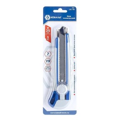 Нож технический КОБАЛЬТ лезвие 25 мм, двухкомпонентный корпус, металлическая направляющая, фиксатор (242-168)