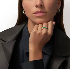 Кольцо CLASH в стиле CARTIER с зеленой вставкой с шипами