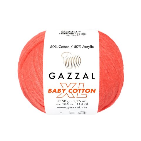 Пряжа Gazzal Baby Cotton XL 3459 оранжевый неон