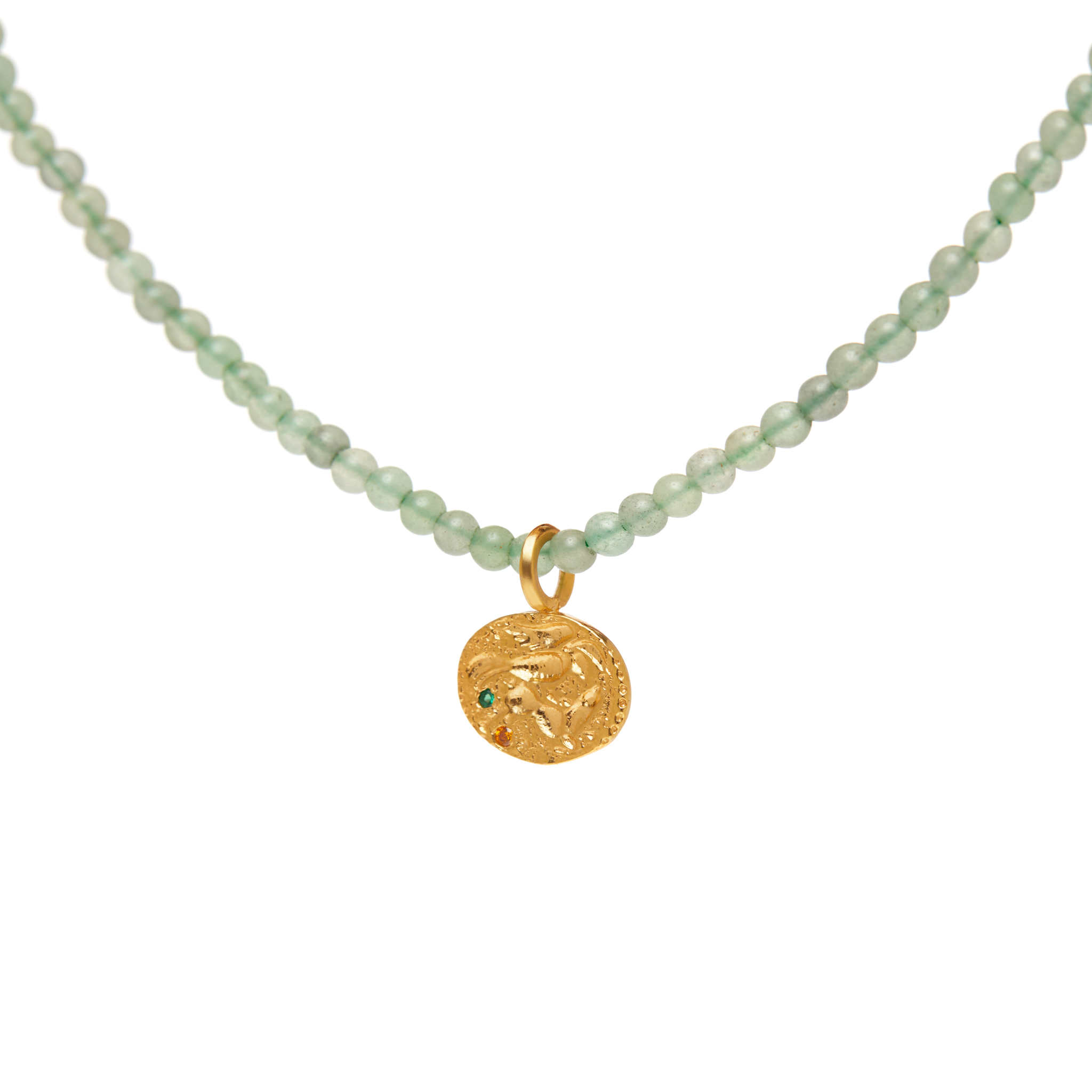 HERMINA ATHENS Колье Sealstone Animal Green Aventurine Necklace