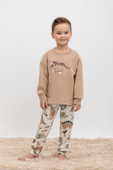 Пижама  для мальчика  К 1567/ореховый мусс,динозавры