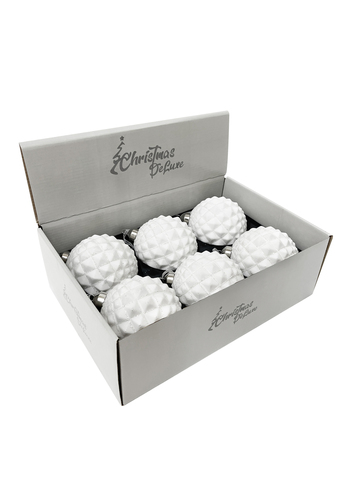 Набор шаров 10см 6шт ChristmasDeLuxe белый с блеском