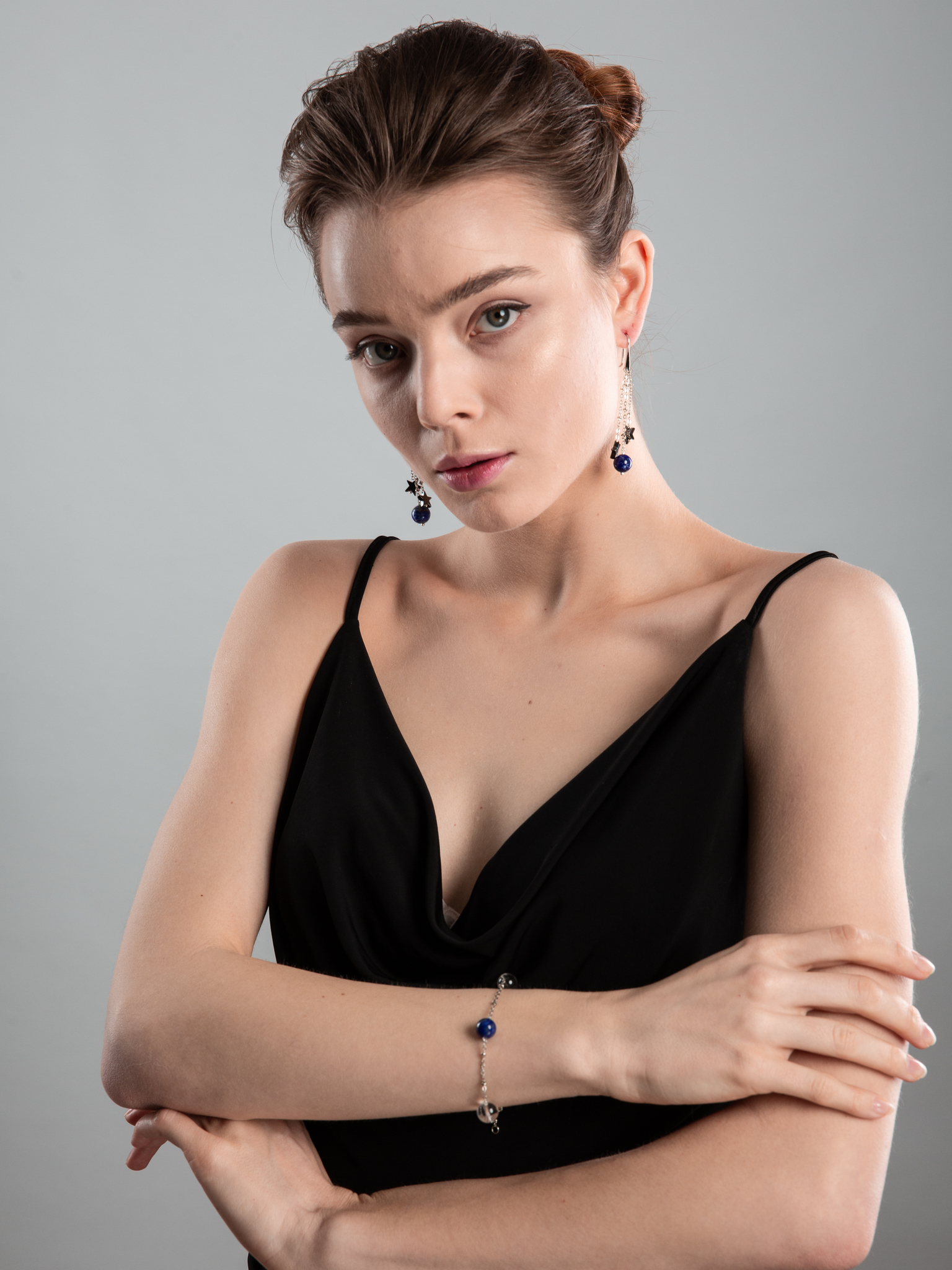 Серьги из лазурита и гематита