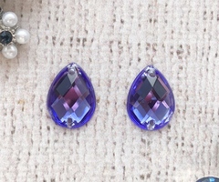 Стразы пришивные акрил, р. 1,3х1,8 см, тёмная сирень