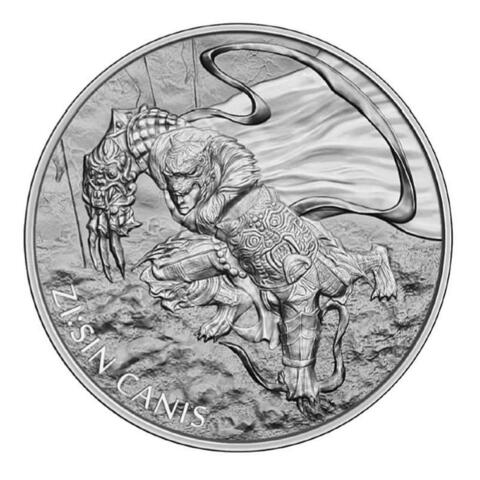 Корейская монета 1 унция серебра. Канис собака Canis ZI:SIN Стражи. Южная Корея. 2018 год