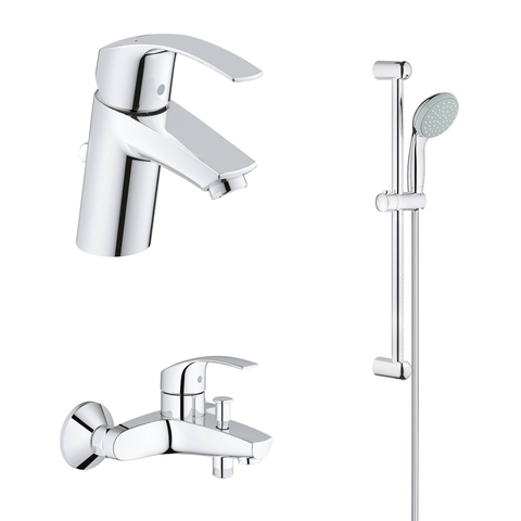 Комплект смесителей для ванной комнаты GROHE Eurosmart с душевым гарнитуром, хром 124446