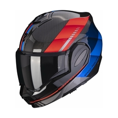 Шлем модуляр Scorpion EXO-Tech Evo Carbon Genus, чёрный/синий/красный