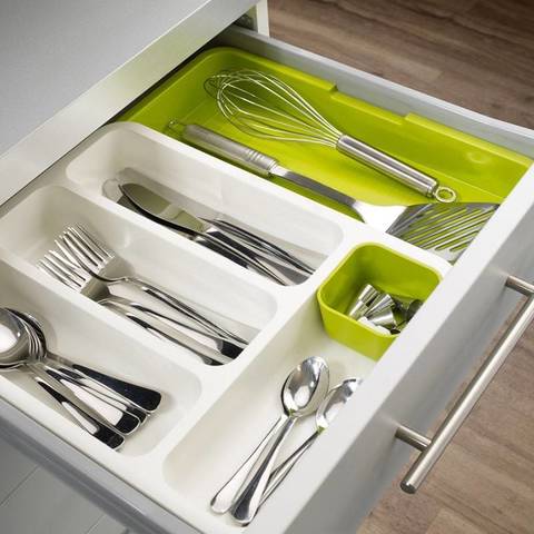 Раздвижной лоток под столовые приборы Expandable cutlery tray белый