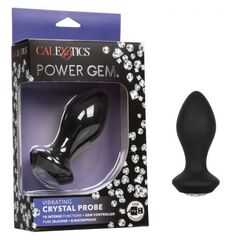 Черная анальная пробка с вибрацией и кристаллом Power Gem Vibrating Crystal Probe - 10,75 см. - 