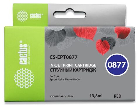 Картридж струйный Cactus CS-EPT0877 красный (13.8мл) для Epson Stylus Photo R1900