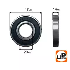 Подшипник шариковый UNITED PARTS 6204-2RS (90-0459)