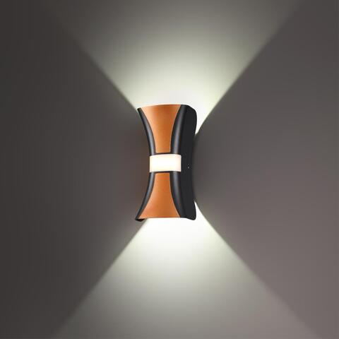 Уличный настенный светодиодный светильник 358936 STREET NT22 черный/золото IP54 LED 4000К 12W 85-265V CALLE