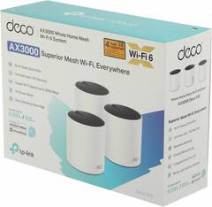 TP-Link Deco X55(3-pack) Домашняя Mesh Wi-Fi 6 система AX3000, до 574 Мбит/с на 2,4 ГГц + до 2402 Мбит/с на 5 ГГц
