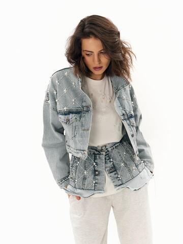 Жакет джинсовый crop PEARL, голубой