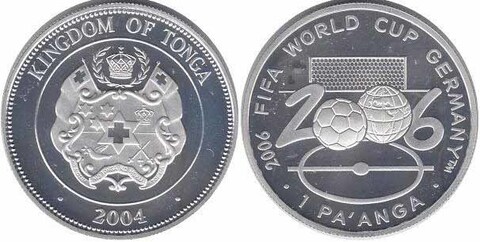 1 паанга Чемпионат мира по футболу Германия 2006 г. Тонга 2004 г. Proof