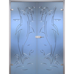 Купить Двустворчатая стеклянная дверь Дельфин стекло бесцветное матовое