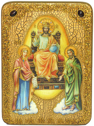 Инкрустированная икона Царь Царей 29х21см на натуральном дереве, в подарочной коробке