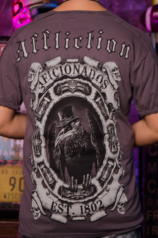 Affliction | Футболка мужская SEATED CROW SLIT NK Tee A14945 спина