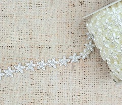 Тесьма пластик, полубусина пришивная на нитке, ш. 1,5 см, молочный