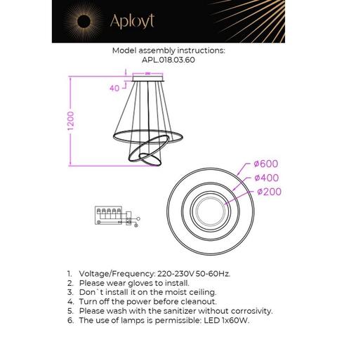 Подвесная светодиодная люстра Aployt Janina APL.018.03.60