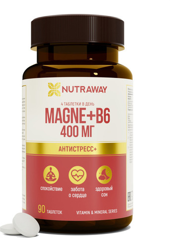 Витамины Magne+B6  400 мг 90 таблеток Nutraway