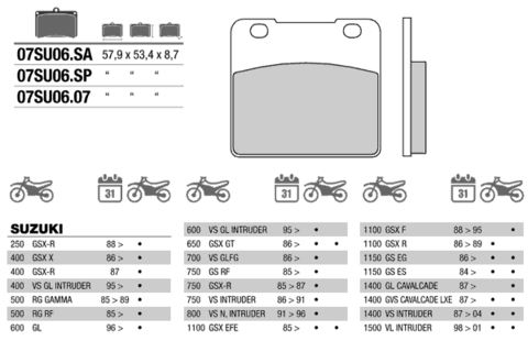 07SU0607 колодки тормозные МОТО(FDB389)
