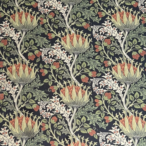 В ПУТИ, МОРРИС, ЦВЕТОЧНЫЙ УЗОР НА ЧЕРНОМ - 100% хлопок