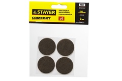 STAYER d 35 мм, самоклеящиеся, фетровые, 4 шт, коричневые, мебельные накладки (40910-35)