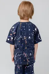 фуфайка  для мальчика  КР 302006/индиго,космические брызги