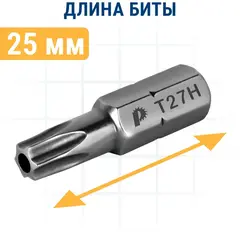 Бита отверточная ПРАКТИКА Профи Torx Tamper-27 х 25мм (2шт) (776-393)