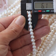 Жемчуг натуральный речной, круглый, 5,5-6,5 мм, 1 нить, Ж007