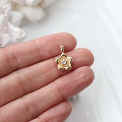 Подвеска Цветок с фианитом 18*12 мм, позолота, П083