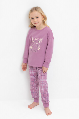 пижама  для девочки  К 1567/светло-лиловый,шотландская клетка