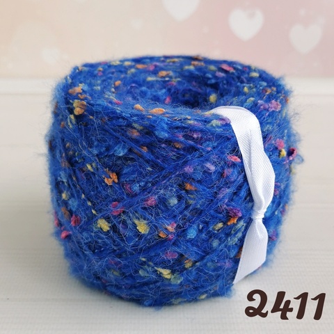 Фантазийная пряжа с бубышками 200м/100г, 2411, Василек