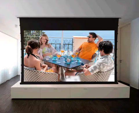 Экран для проектора S'OK SCPSMC-266X150ED45GF для встраивания в потолок моторизованный 120'' с боковым натяжением, полотно Grey Fiberglass, экстрадроп 45см