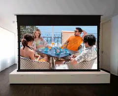 Экран для проектора S'OK SCPSMC-266X150ED45GF для встраивания в потолок моторизованный 120'' с боковым натяжением, полотно Grey Fiberglass, экстрадроп 45см