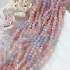 Тонированный кварц, микс, граненые бусины, 6 мм, нить, К093