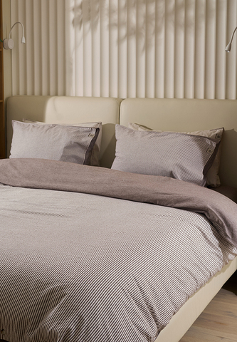 Постельное белье семейное Luxberry Лен и Хлопок белое/коричневое