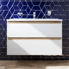 Тумба с раковиной, подвесная, 100 см, 2 ящика, белый глянец,  AM.PM X-Joy - M85AFHX1002WG