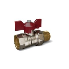 Кран латунный шаровой Temper 88.В-А.34.Б, DN 20, PN 40, муфта-американка, никелированный, бабочка