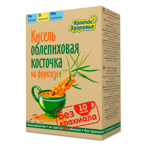 Кисель овсяно-льняной на фруктозе ОБЛЕПИХОВАЯ КОСТОЧКА 150 г (Компас здоровья)