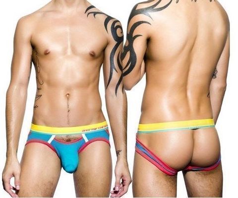 Мужские трусы джоки с вырезом голубые Andrew Christian Bright Jock  AC9564