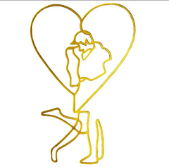 Топпер акриловый силуэт "Влюбленная пара" золотой