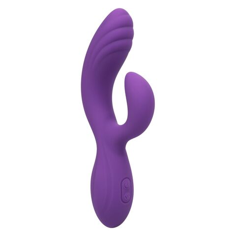 Фиолетовый вибромассажер-кролик Stella Liquid Silicone “C” Curve - 19 см.