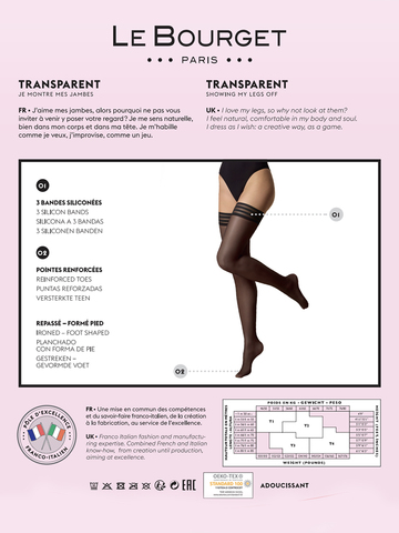 Чулки 1VP1 Bas-Top Transparent Satine 20 Elegant  Le Bourget