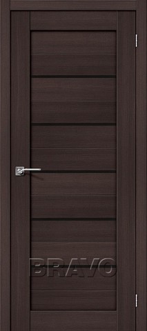 Межкомнатная дверь Браво-22 Wenge Melinga стекла черный Black shine, ТМ Браво